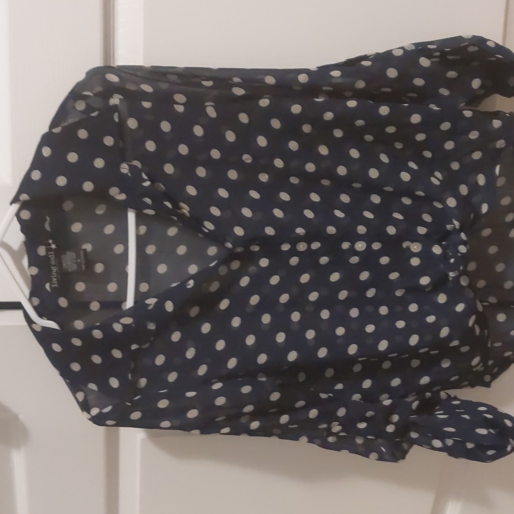 Living doll polkadot navy blouse